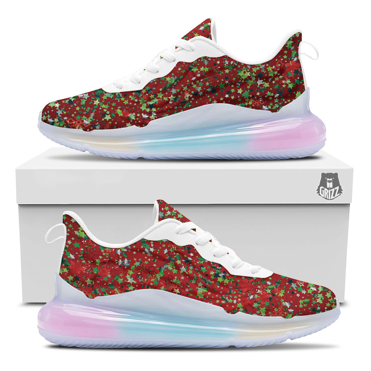 Sparkle Christmas Print Running Sneakers-grizzshop