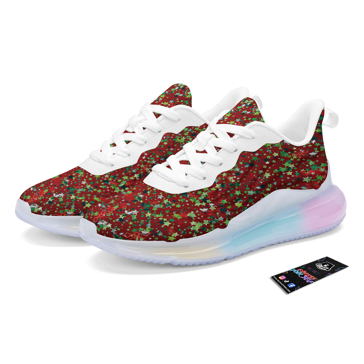 Sparkle Christmas Print Running Sneakers-grizzshop