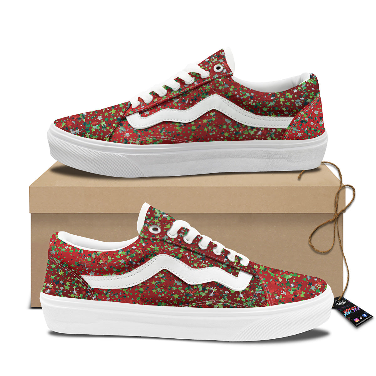 Sparkle Christmas Print Skate Shoes-grizzshop