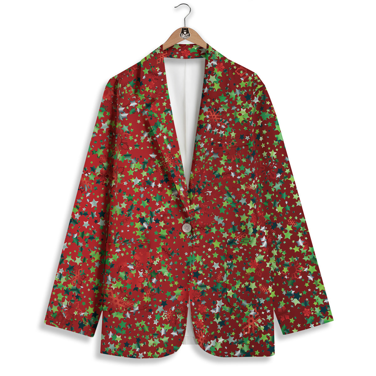 Sparkle Christmas Print Women's Blazer-grizzshop