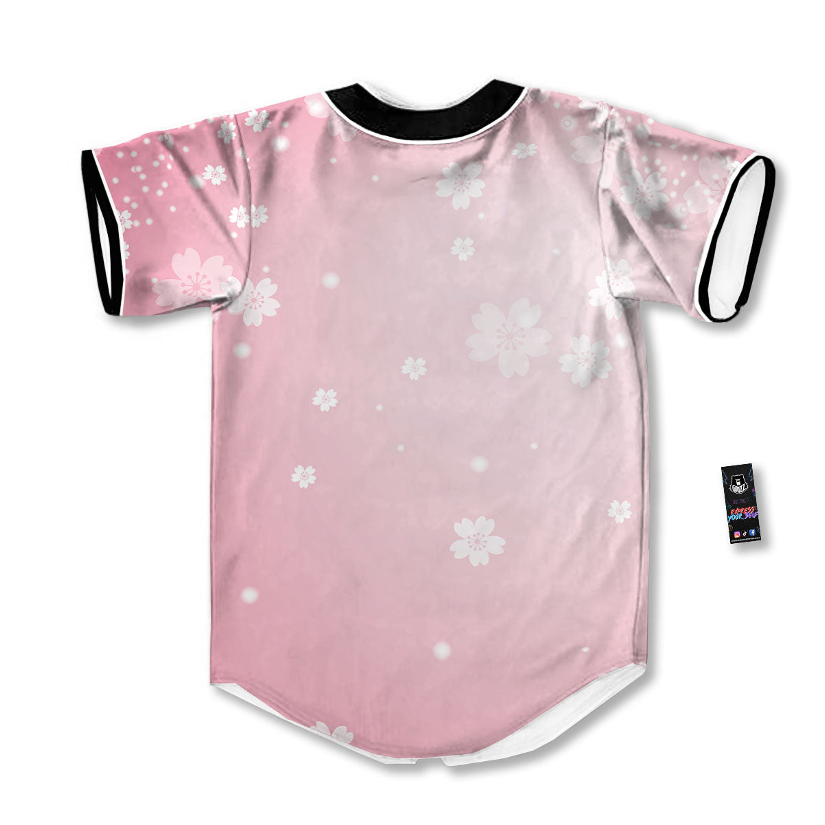 Sparkle Floral Print Baseball Jersey-grizzshop