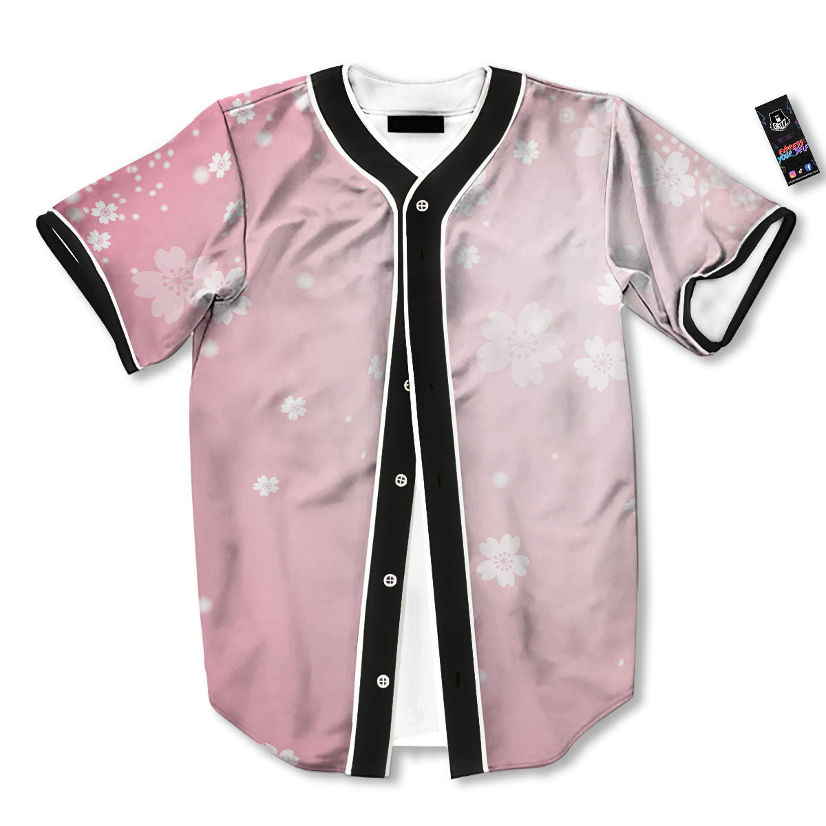 Sparkle Floral Print Baseball Jersey-grizzshop