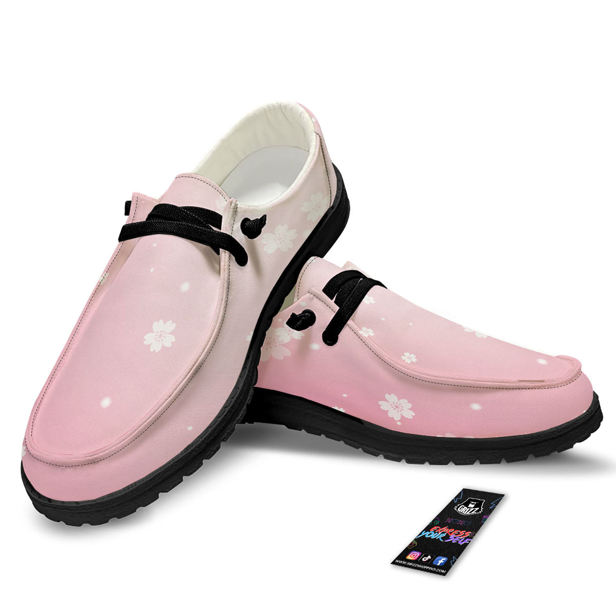 Sparkle Floral Print Black Loafers-grizzshop