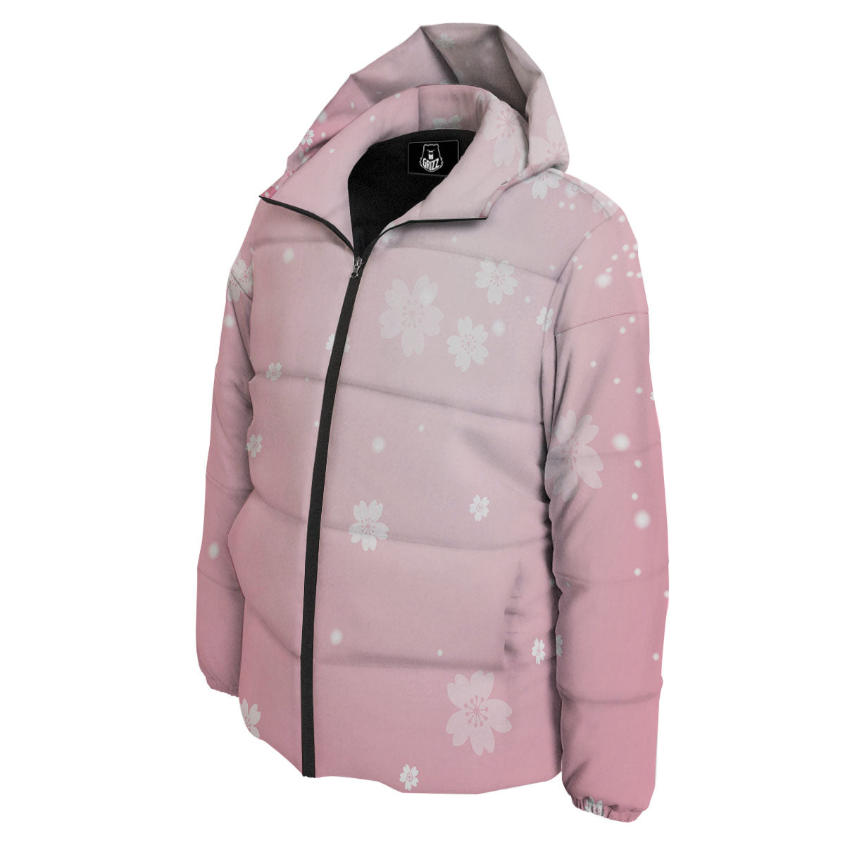 Sparkle Floral Print Down Jacket-grizzshop