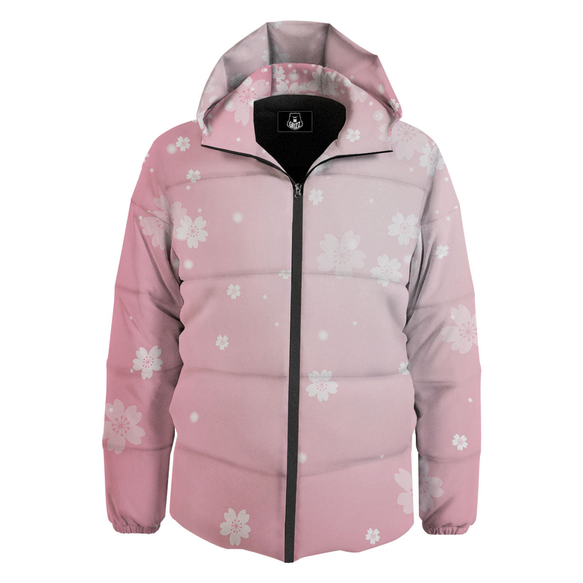 Sparkle Floral Print Down Jacket-grizzshop