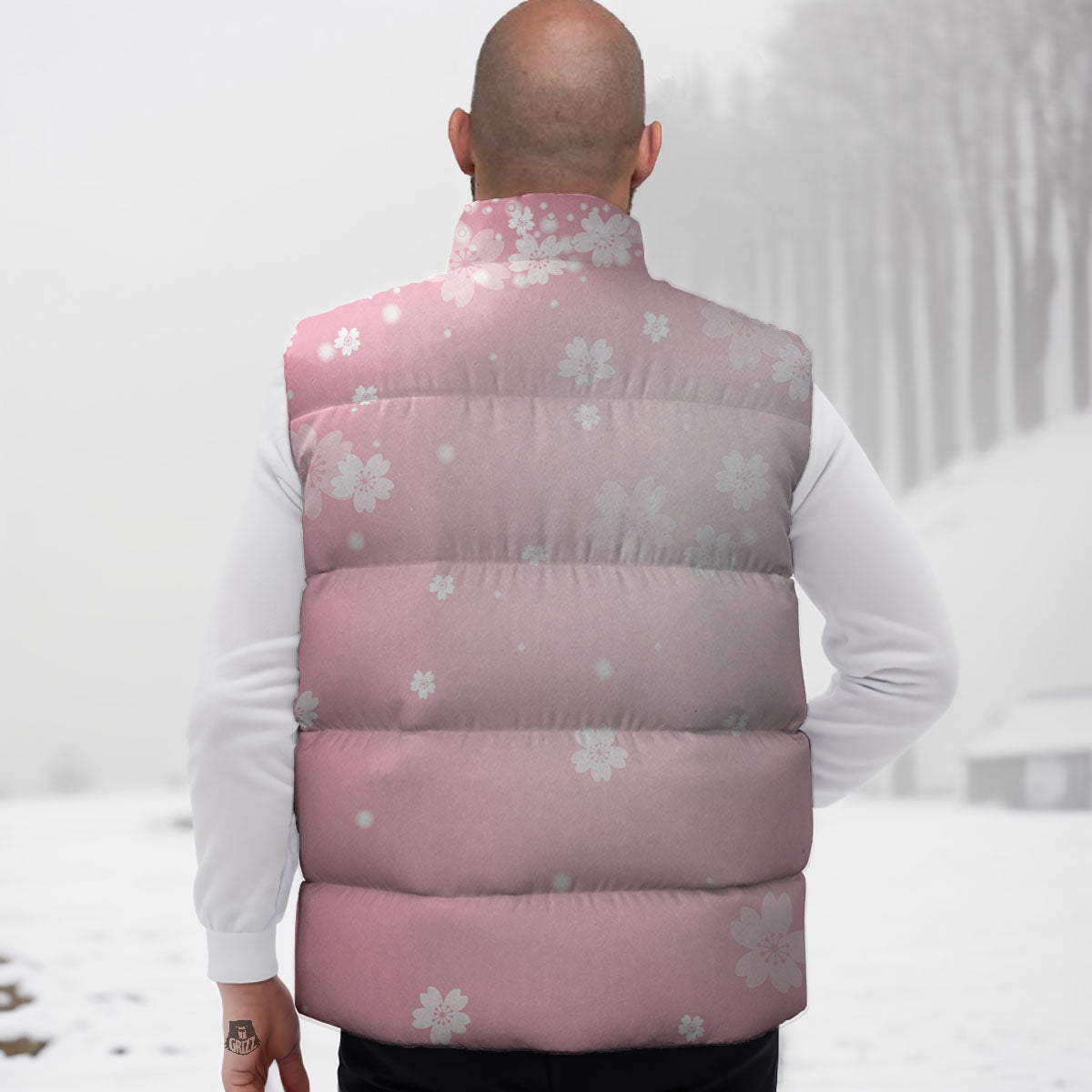 Sparkle Floral Print Down Vest
