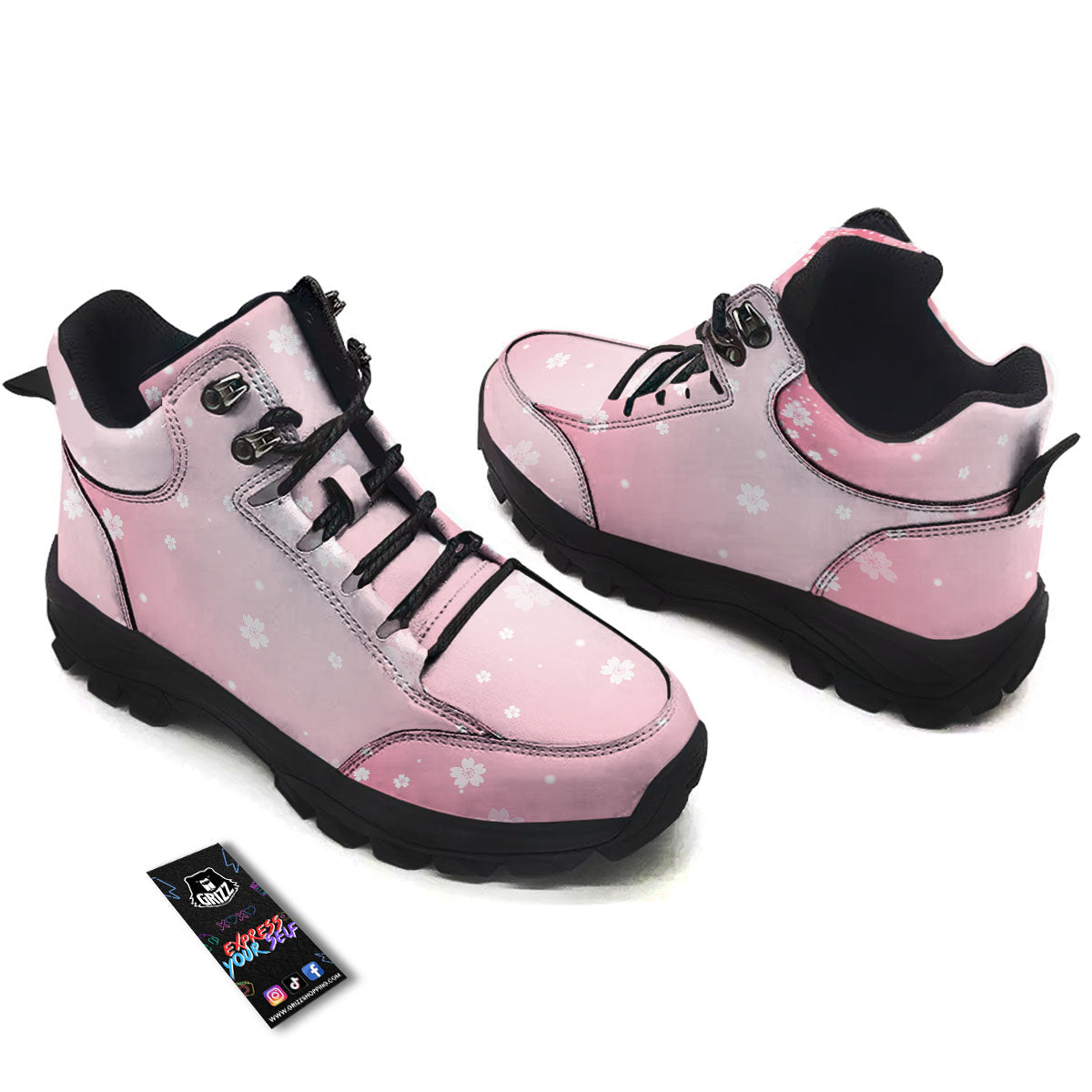 Sparkle Floral Print Hiking Shoes-grizzshop