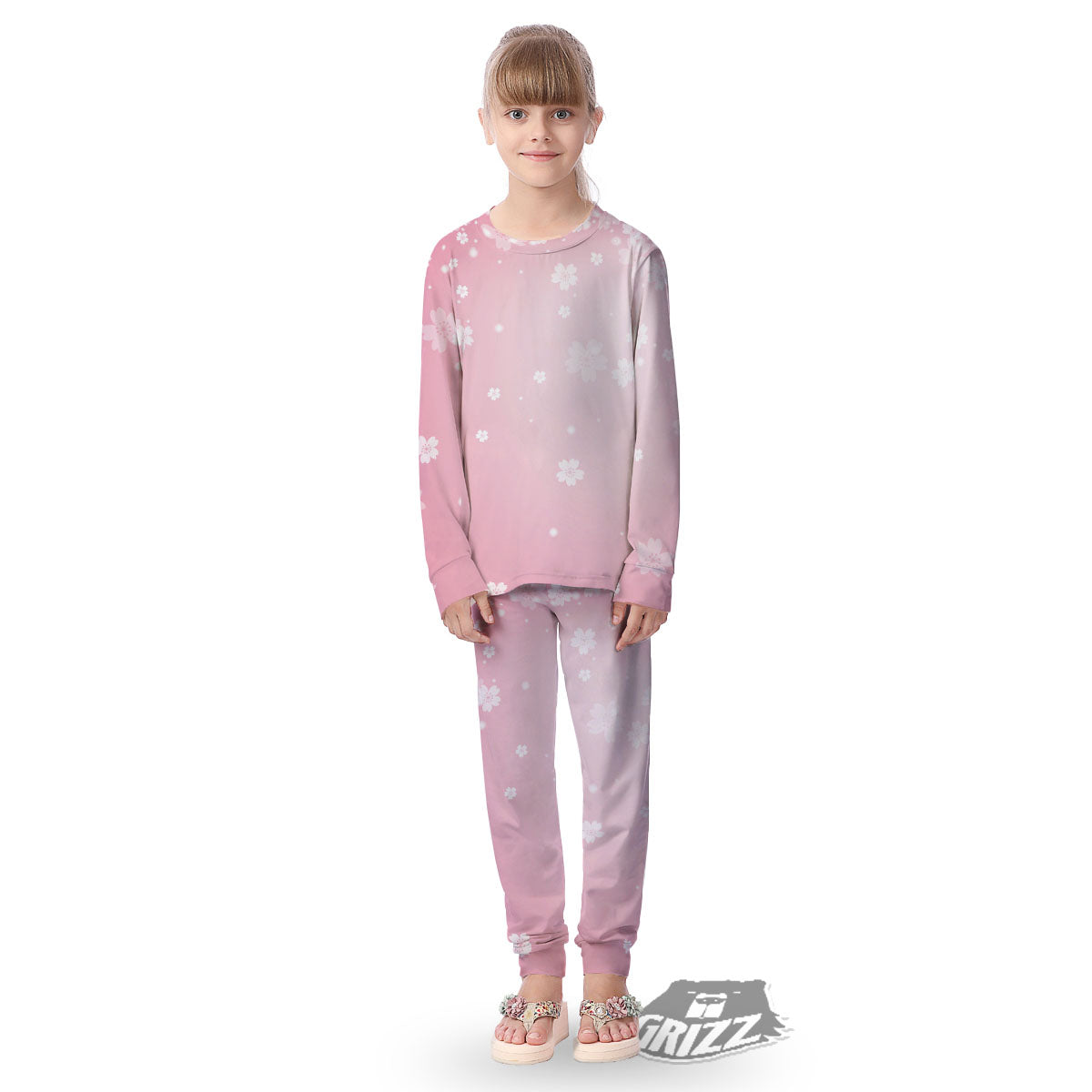 Sparkle Floral Print Kid's Pajamas-grizzshop