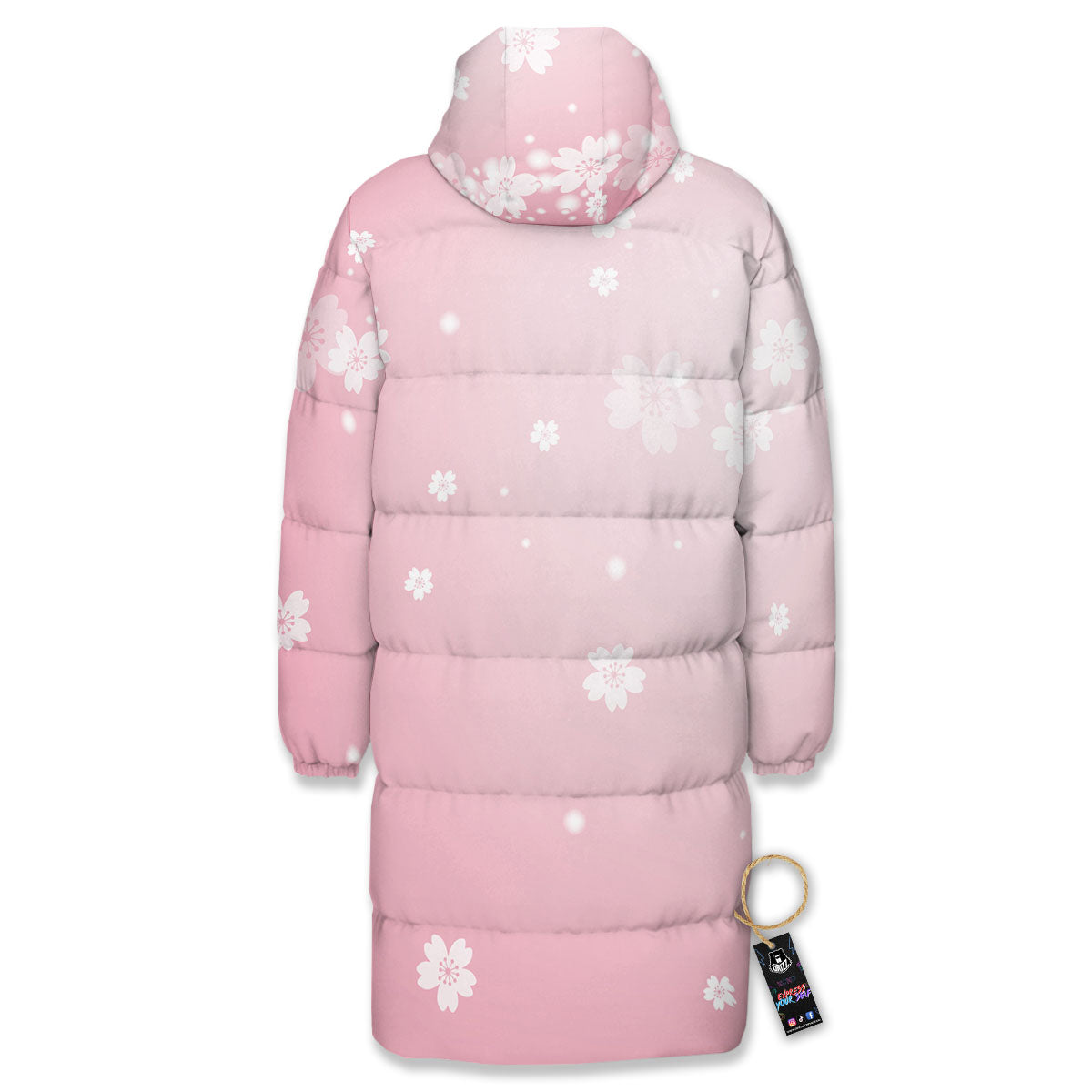 Sparkle Floral Print Long Down Jacket-grizzshop