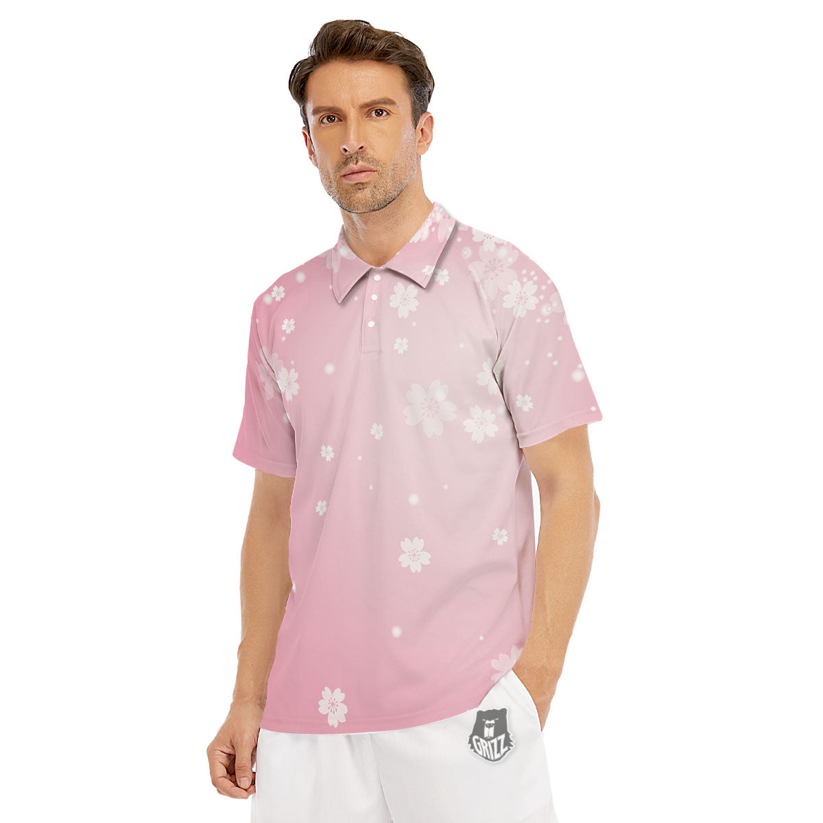 Sparkle Floral Print Men's Golf Shirts-grizzshop