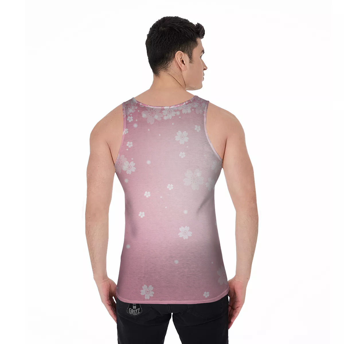 Sparkle Floral Print Men's Tank Top-grizzshop
