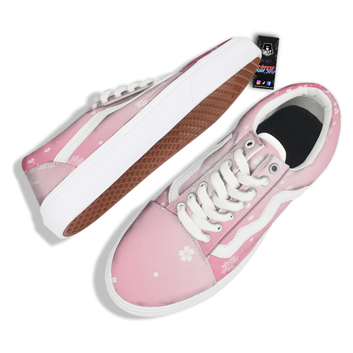 Sparkle Floral Print Skate Shoes-grizzshop
