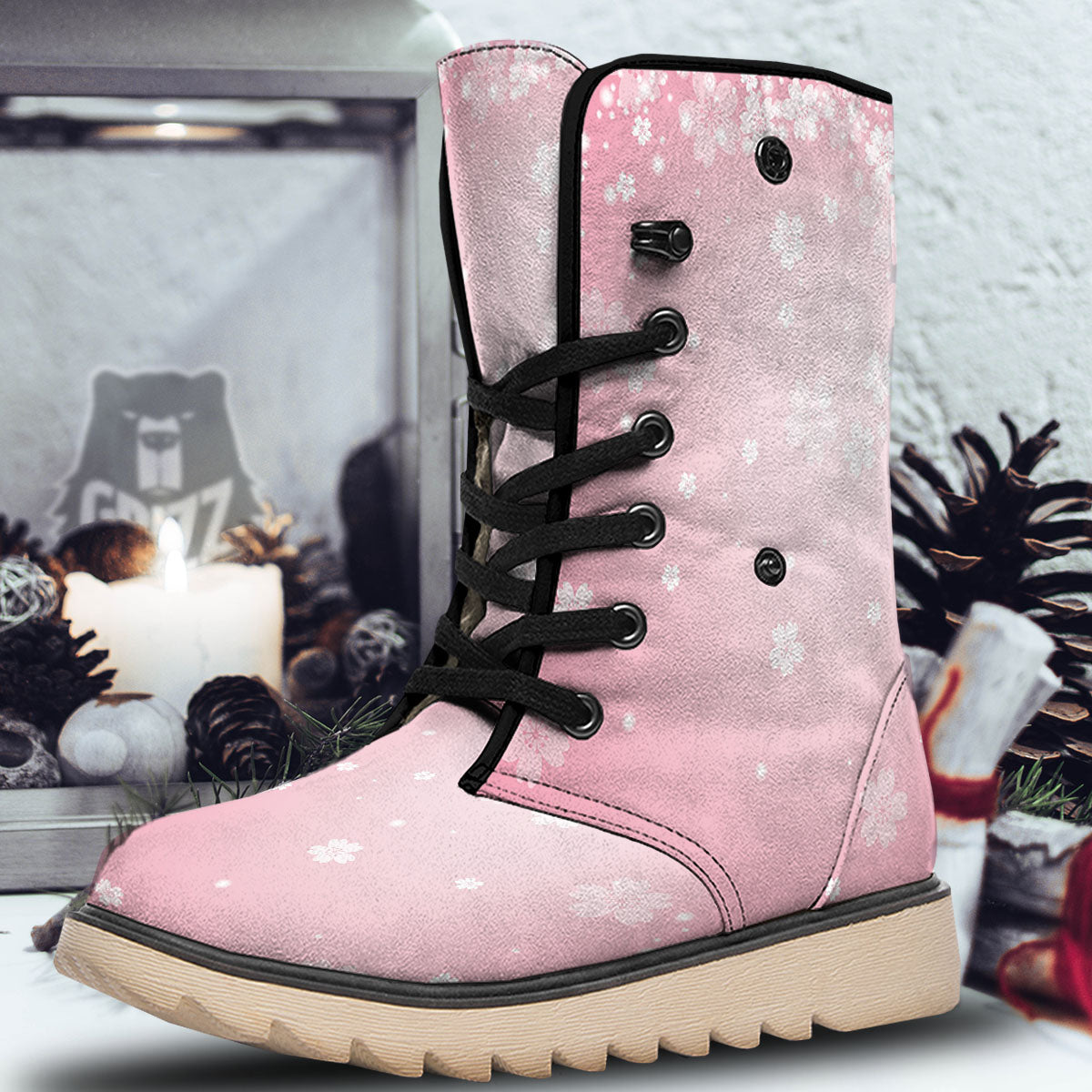 Sparkle Floral Print Snow Boots-grizzshop