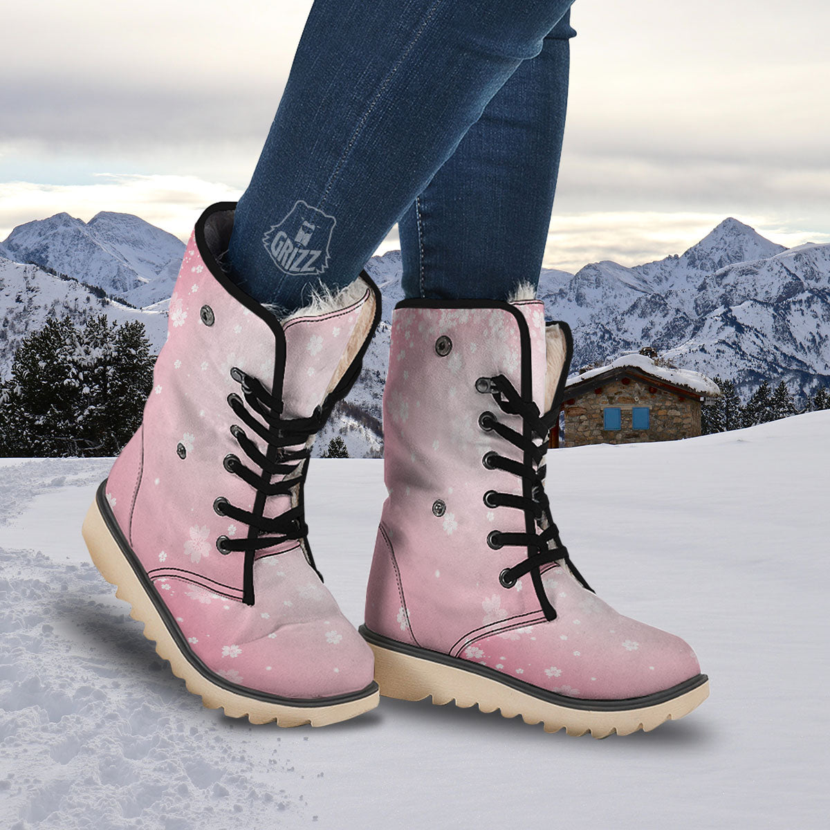 Sparkle Floral Print Snow Boots-grizzshop