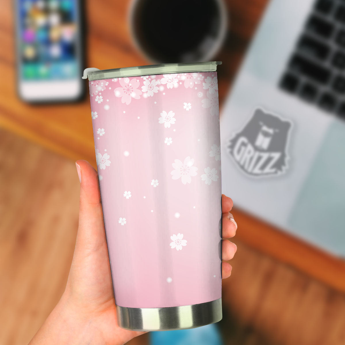 Sparkle Floral Print Tumbler-grizzshop