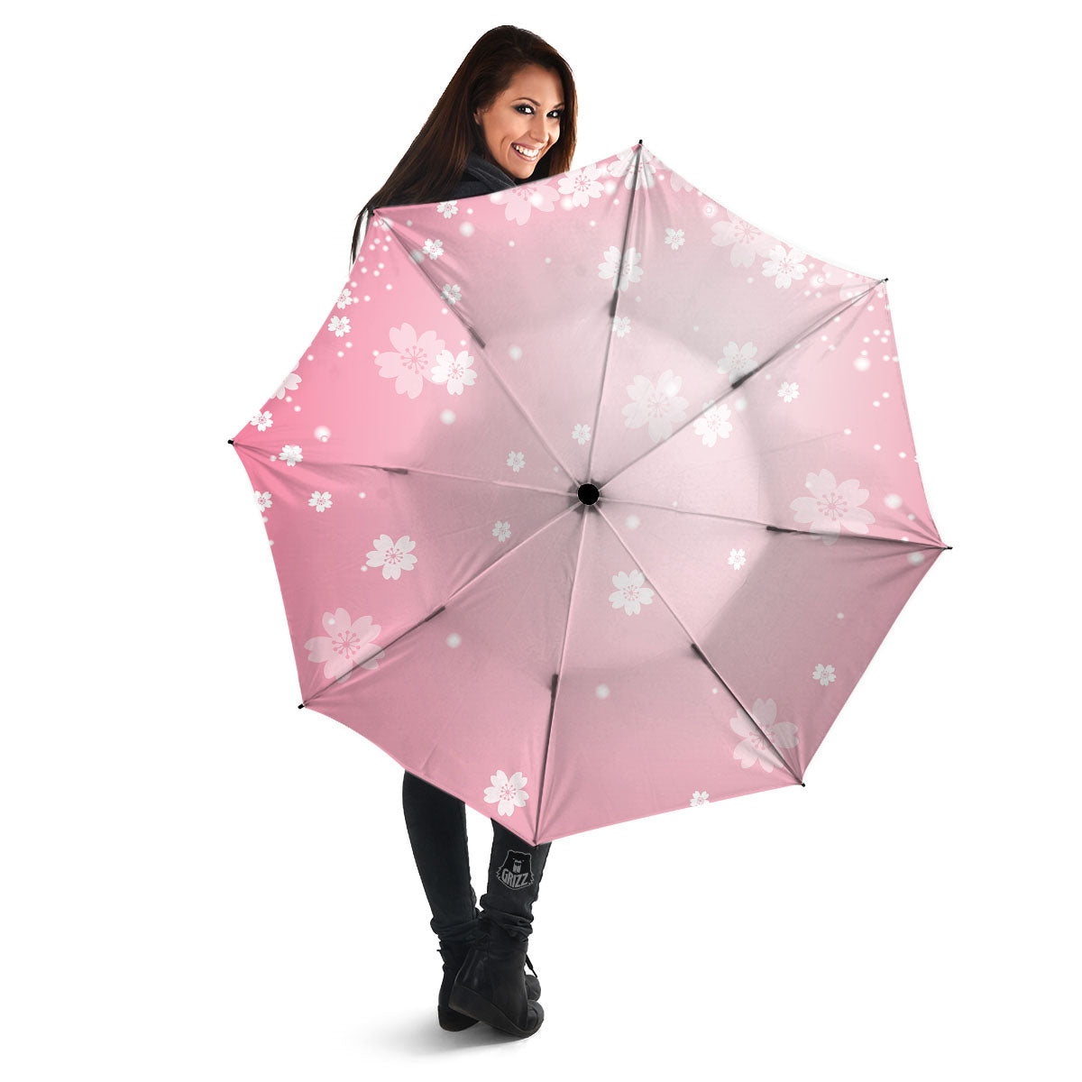 Sparkle Floral Print Umbrella-grizzshop