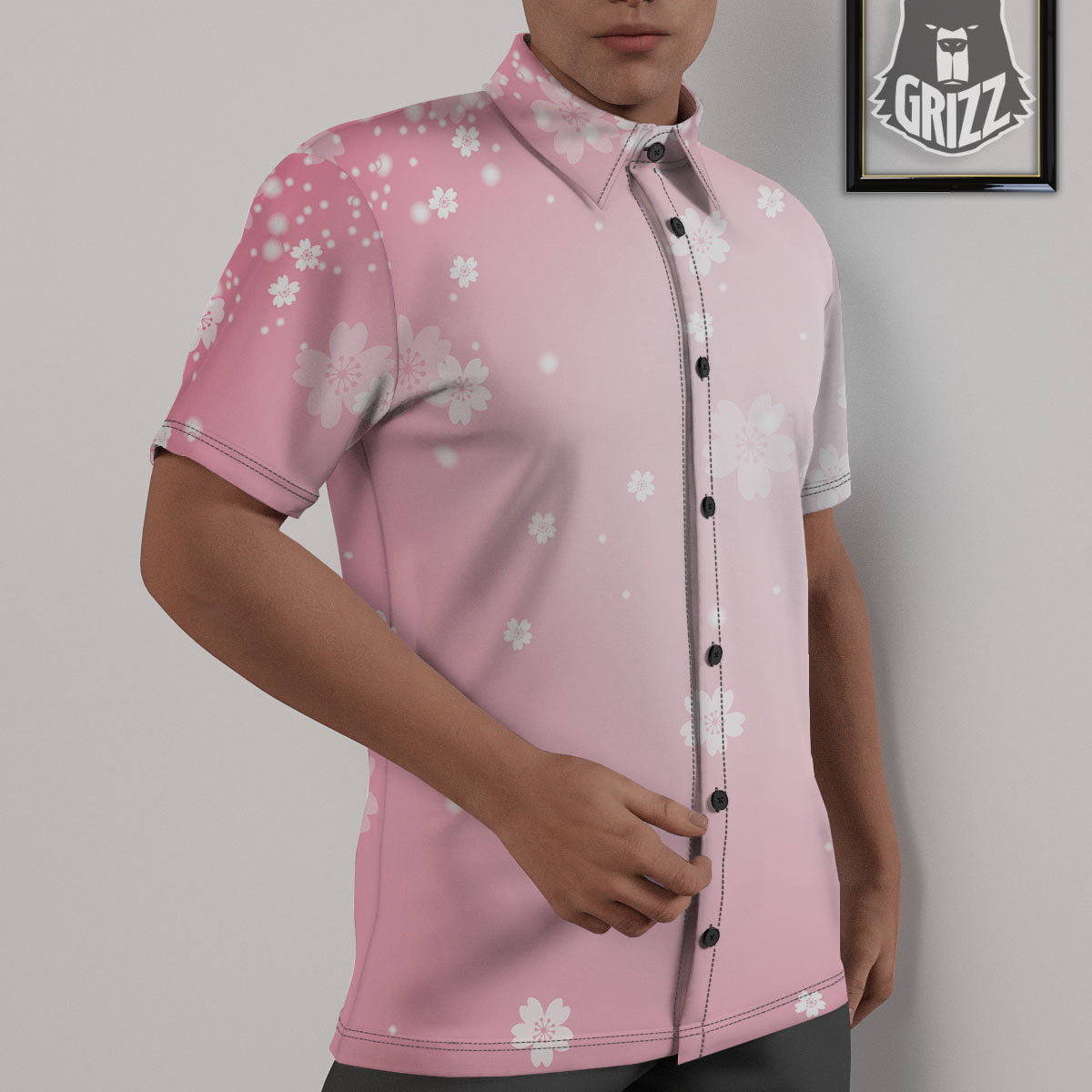Sparkle Floral Print Untucked Shirts-grizzshop