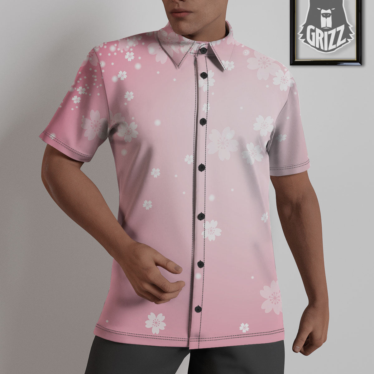 Sparkle Floral Print Untucked Shirts-grizzshop