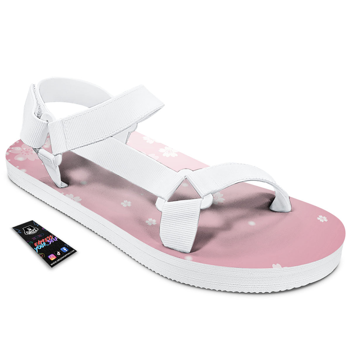 Sparkle Floral Print White Open Toe Sandals-grizzshop