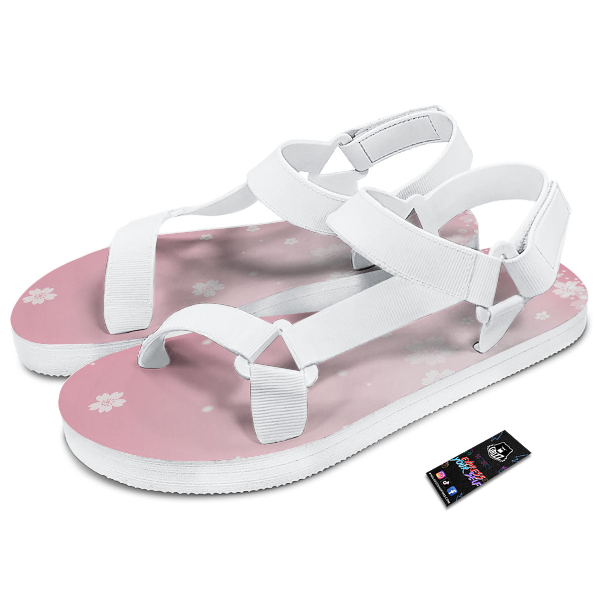 Sparkle Floral Print White Open Toe Sandals-grizzshop