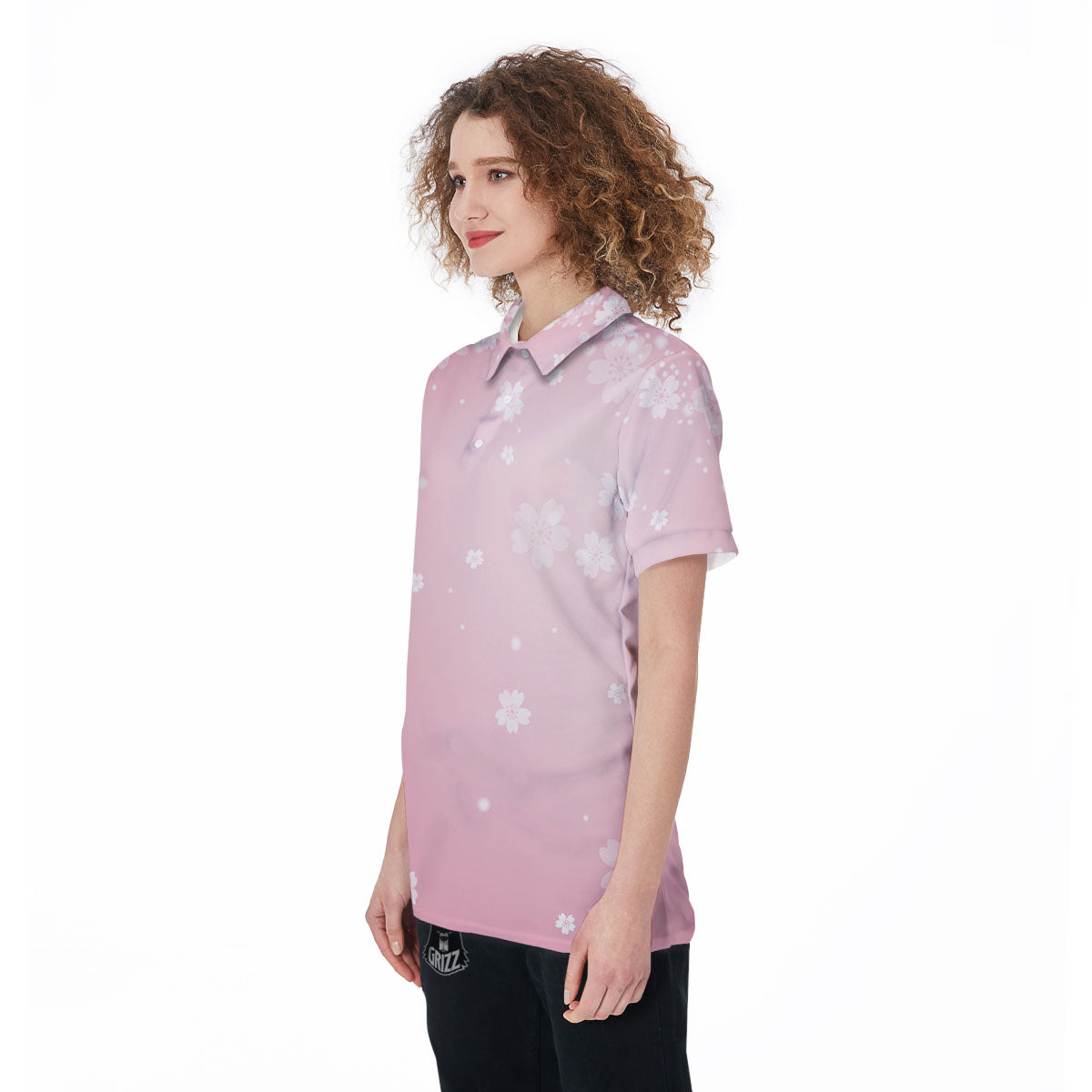 Sparkle Floral Print Women's Golf Shirts-grizzshop