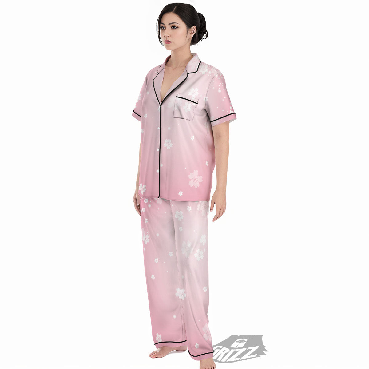 Sparkle Floral Print Women's Pajamas Set-grizzshop