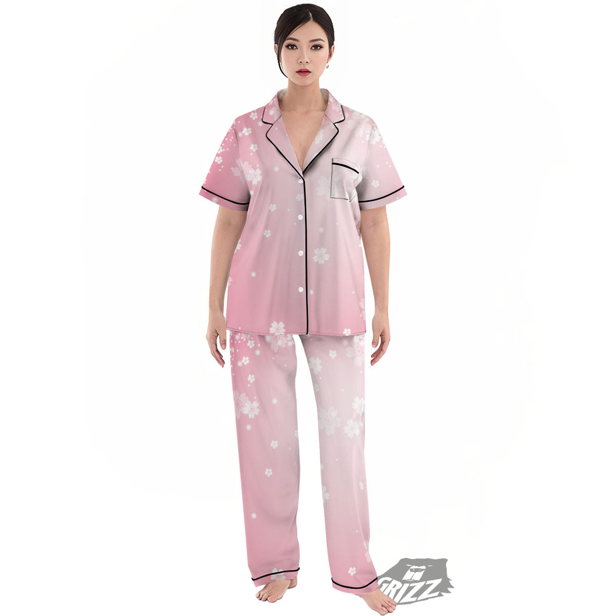 Sparkle Floral Print Women's Pajamas Set-grizzshop