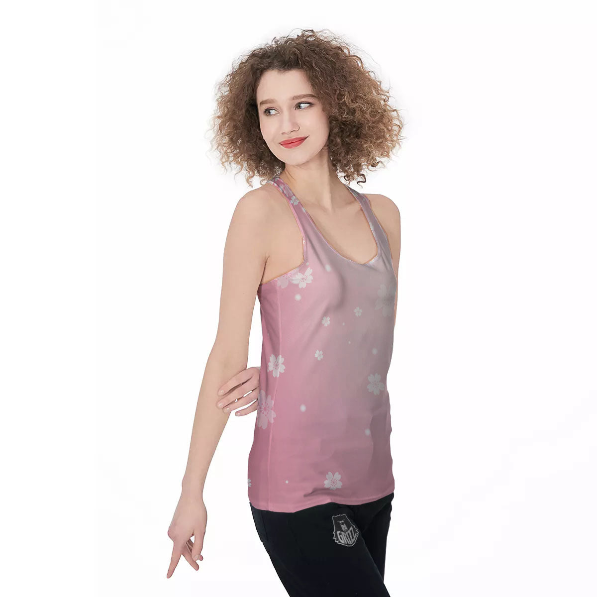 Sparkle Floral Print Women's Racerback Tank Top-grizzshop