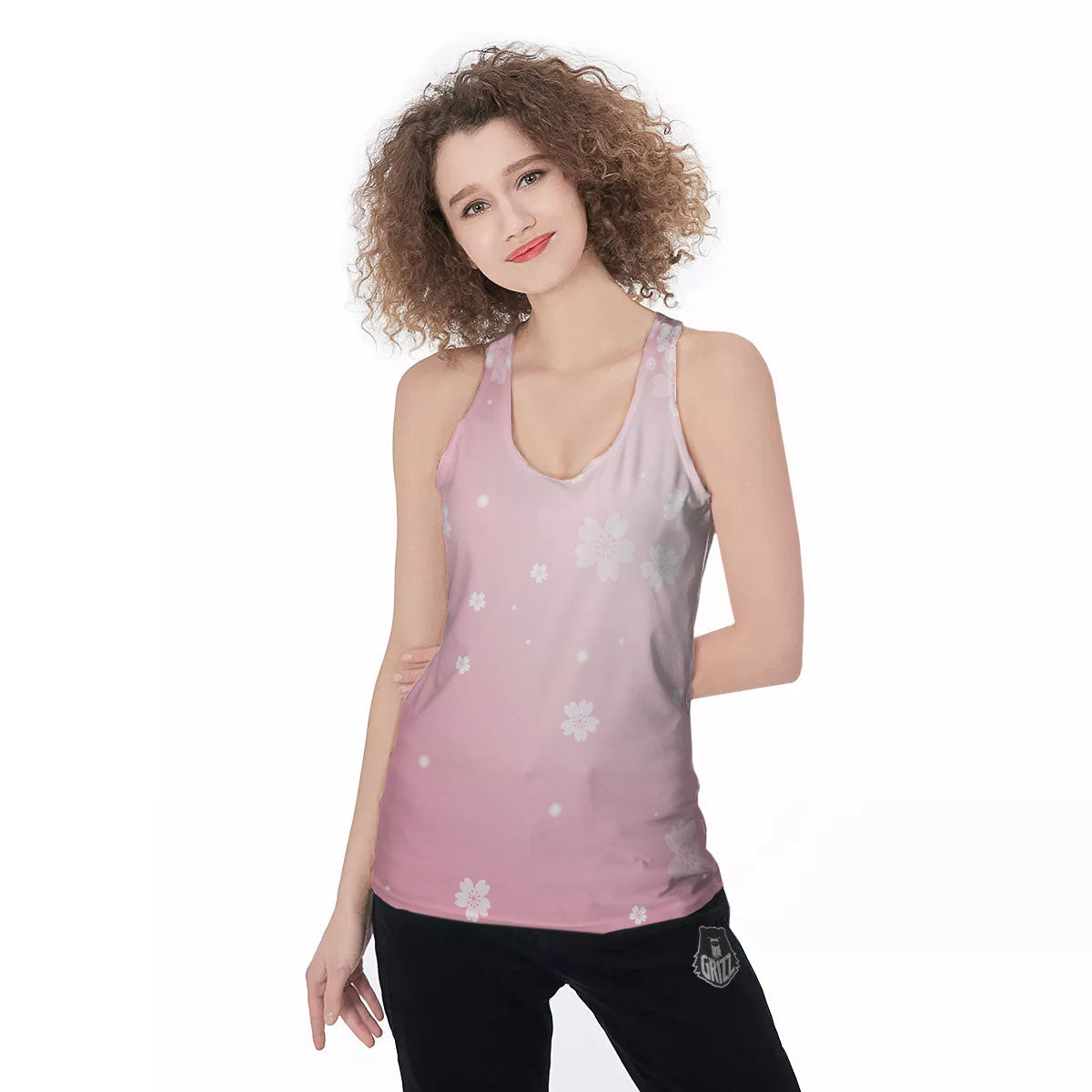 Sparkle Floral Print Women's Racerback Tank Top-grizzshop