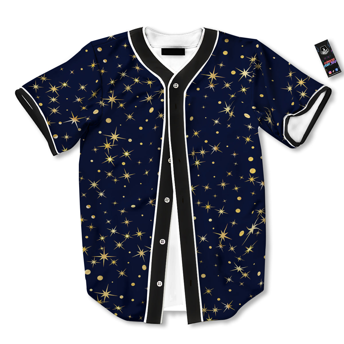 Sparkle Shiny Print Pattern Baseball Jersey-grizzshop