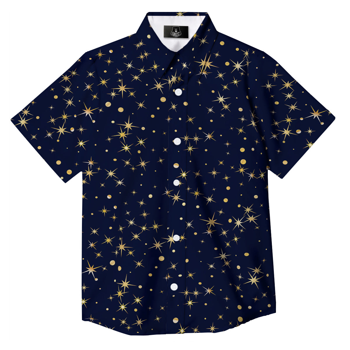 Sparkle Shiny Print Pattern Button Up Shirt-grizzshop