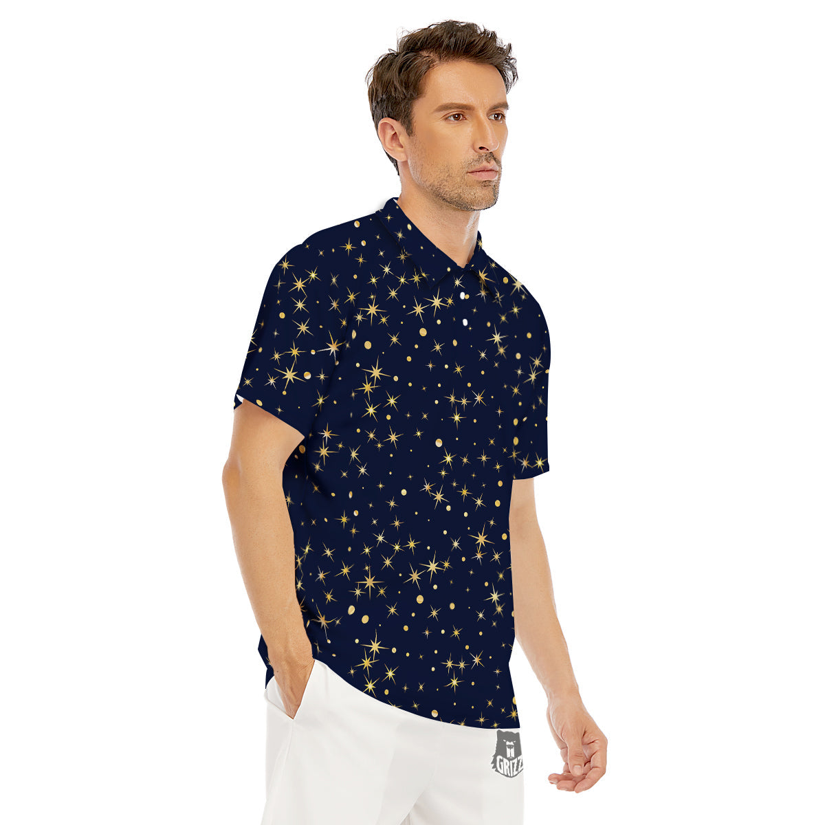 Sparkle Shiny Print Pattern Men's Golf Shirts-grizzshop
