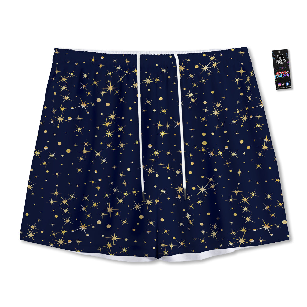 Sparkle Shiny Print Pattern Mesh Shorts