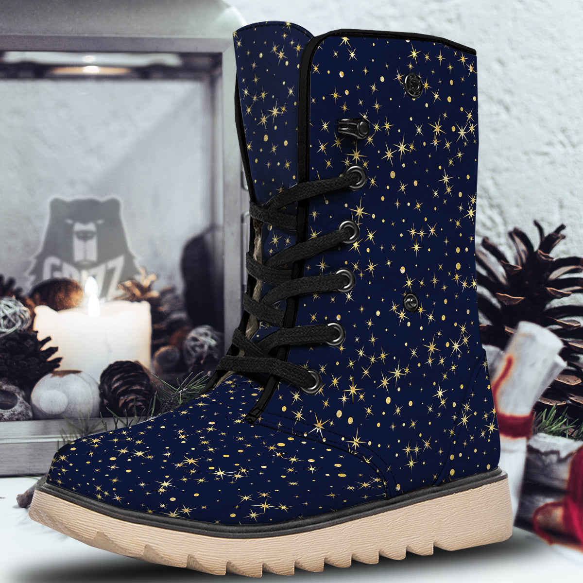 Sparkle Shiny Print Pattern Snow Boots-grizzshop