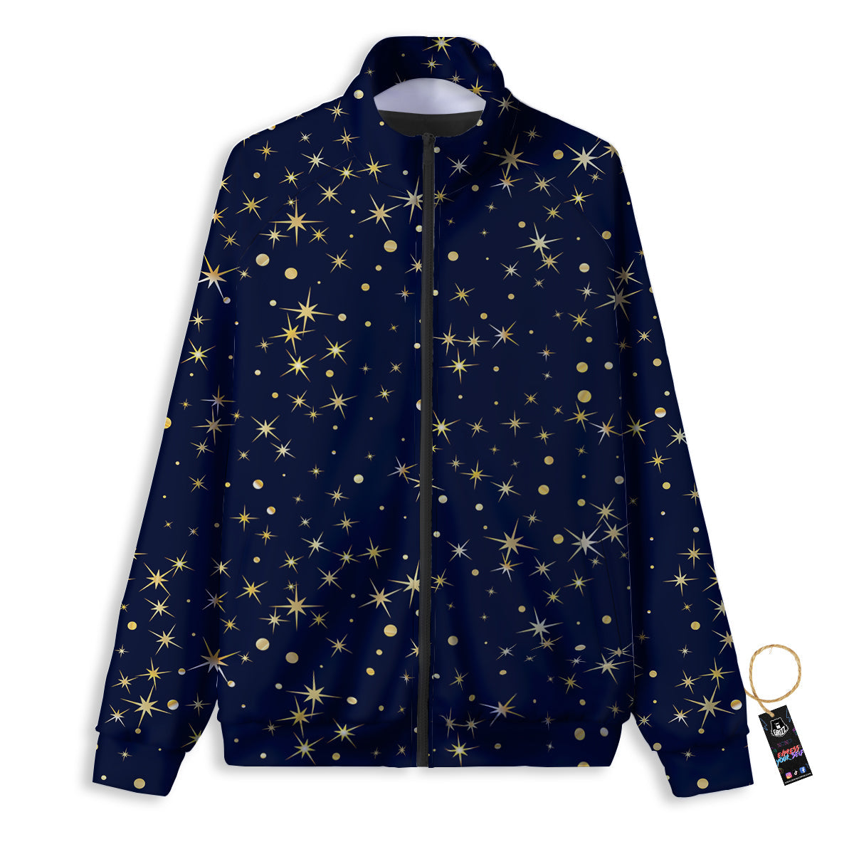 Sparkle Shiny Print Pattern Track Jacket-grizzshop