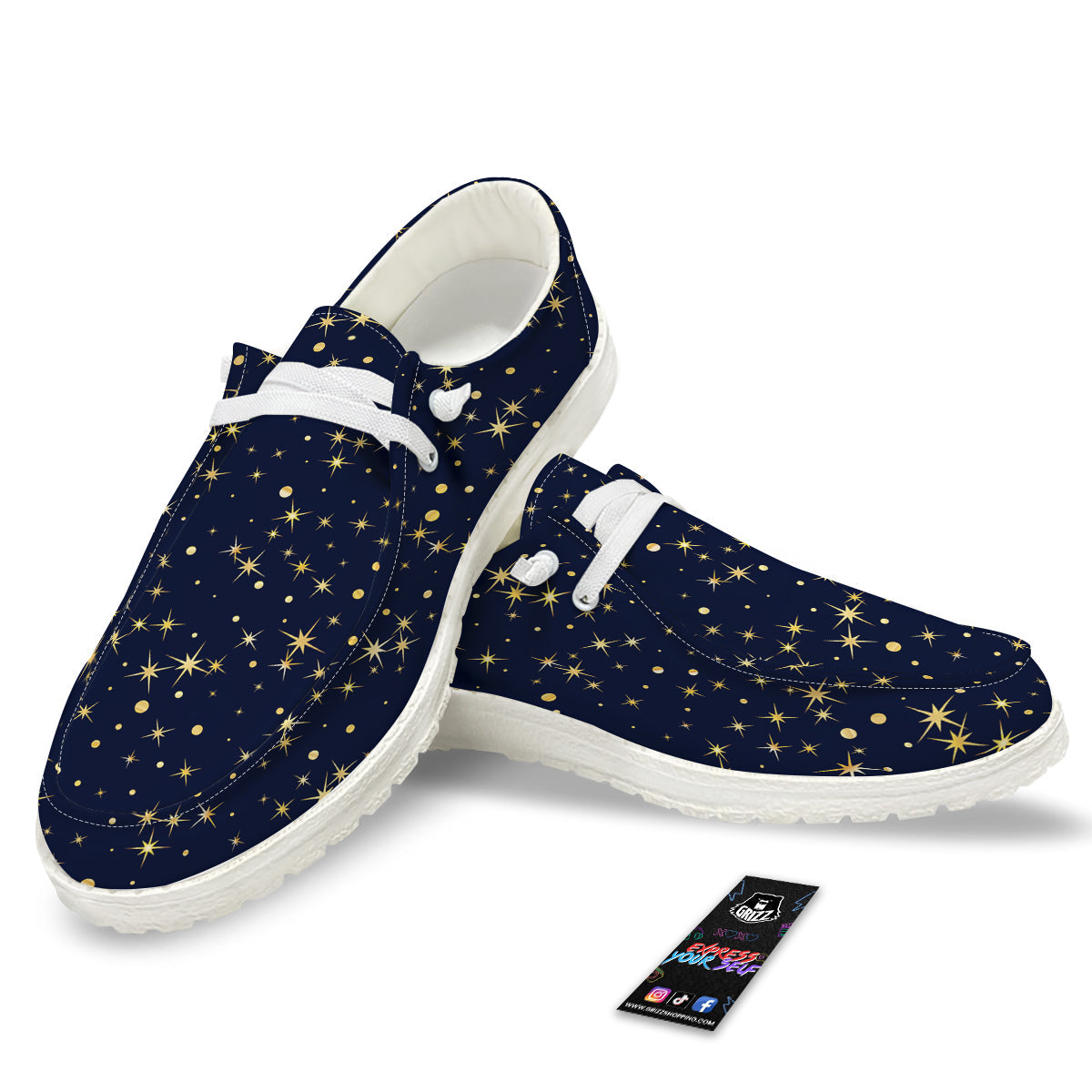 Sparkle Shiny Print Pattern White Loafers-grizzshop