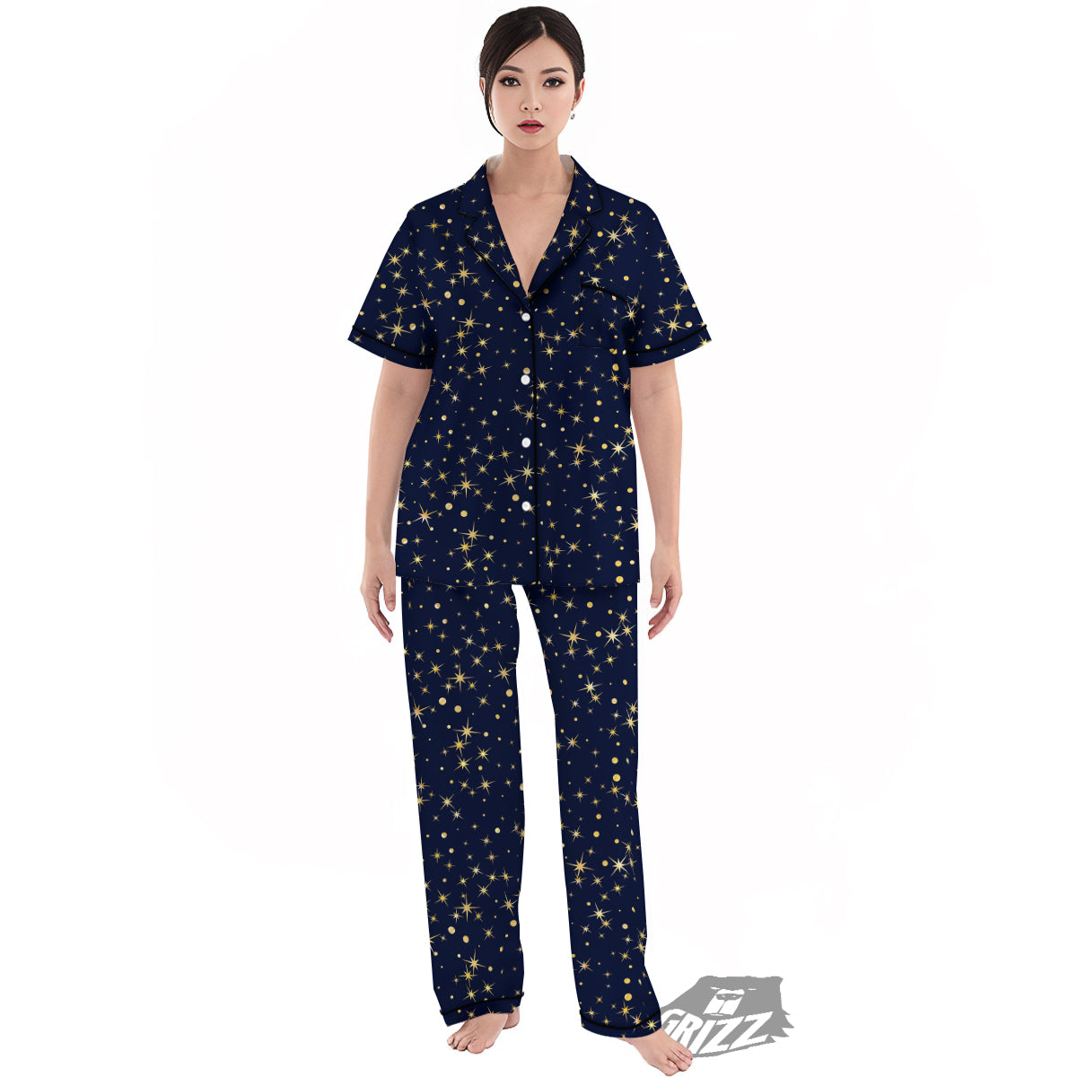 Sparkle Shiny Print Pattern Women's Pajamas Set-grizzshop