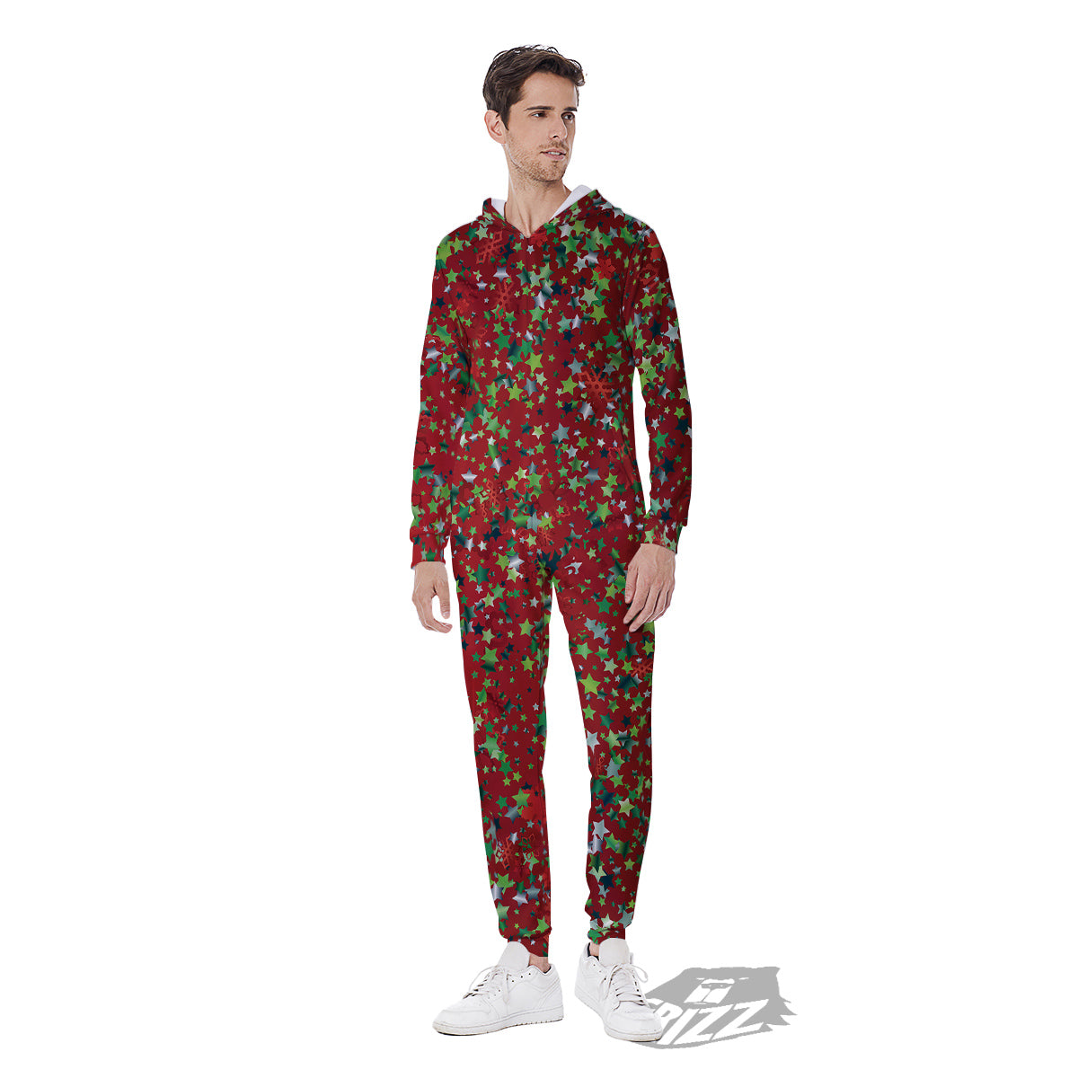 Sparkle Christmas Print Men's Jumpsuit-grizzshop