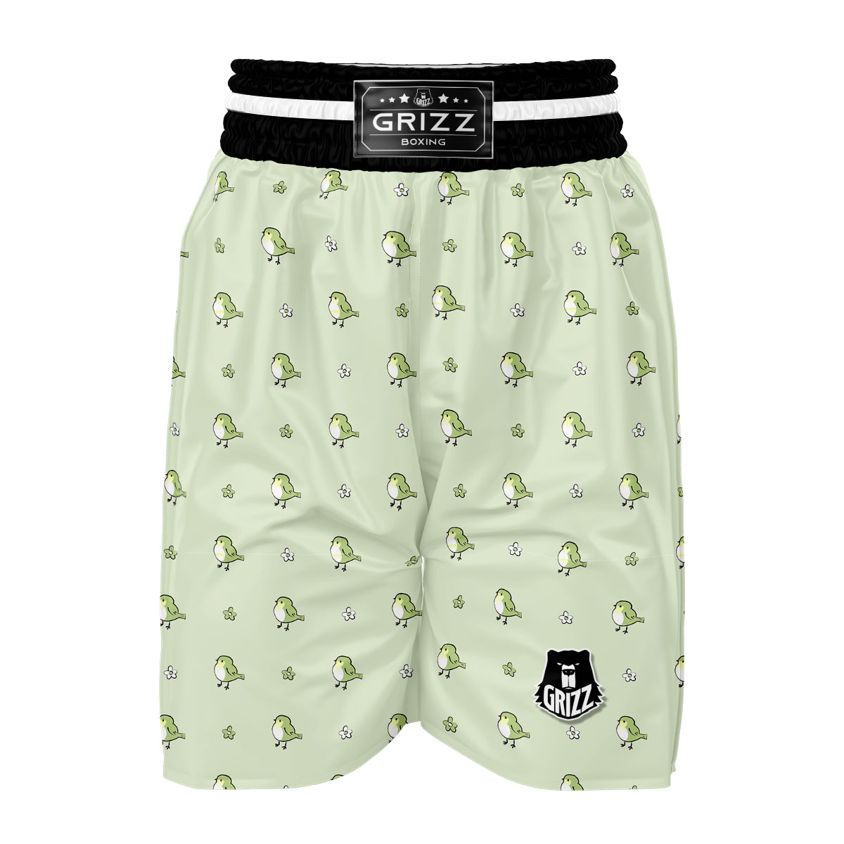 Sparrow And Green Print Pattern Boxing Shorts-grizzshop