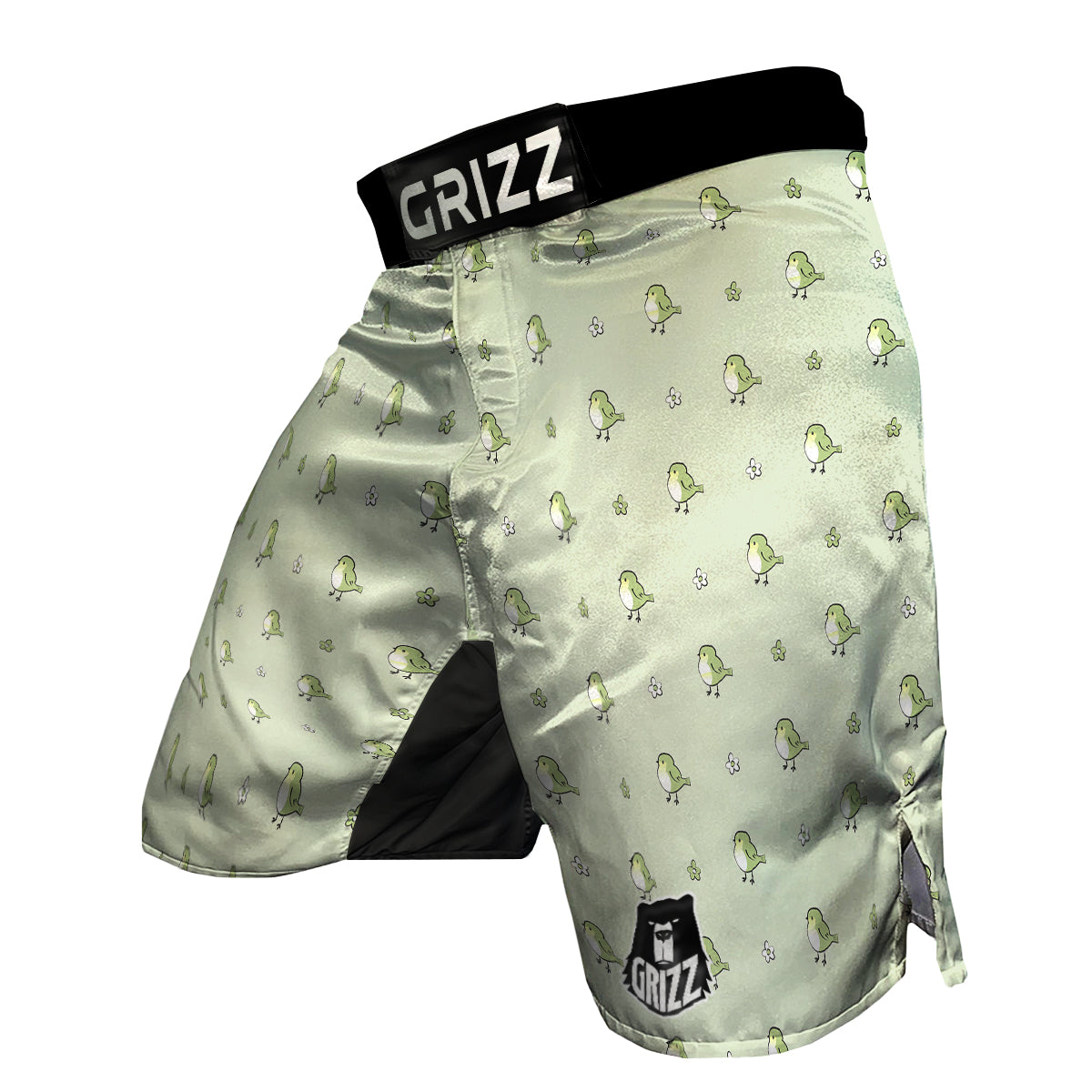 Sparrow And Green Print Pattern MMA Shorts-grizzshop