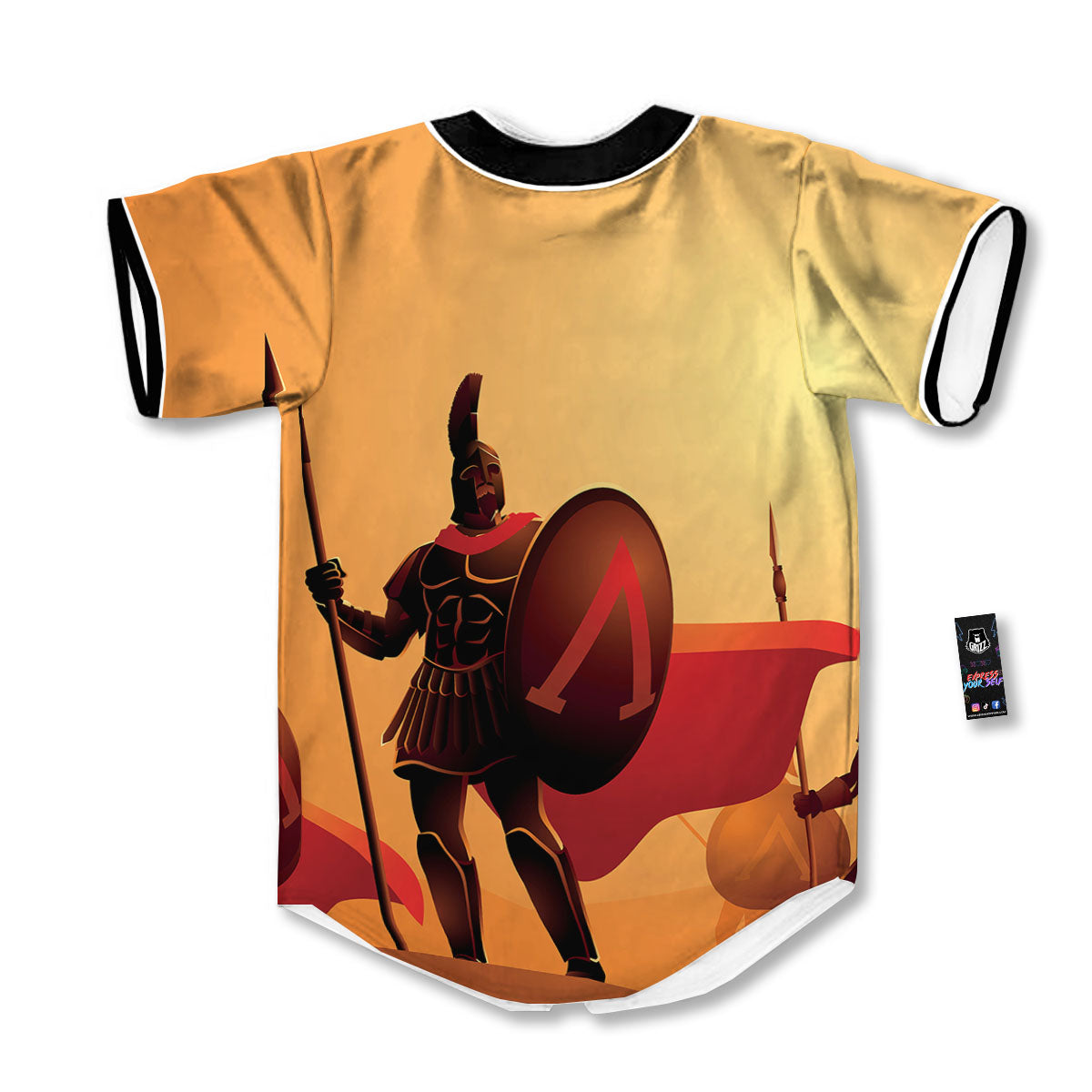 Spartan Ancient Print Baseball Jersey-grizzshop