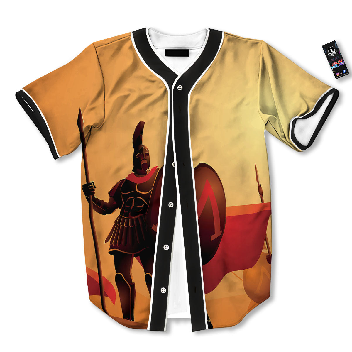 Spartan Ancient Print Baseball Jersey-grizzshop