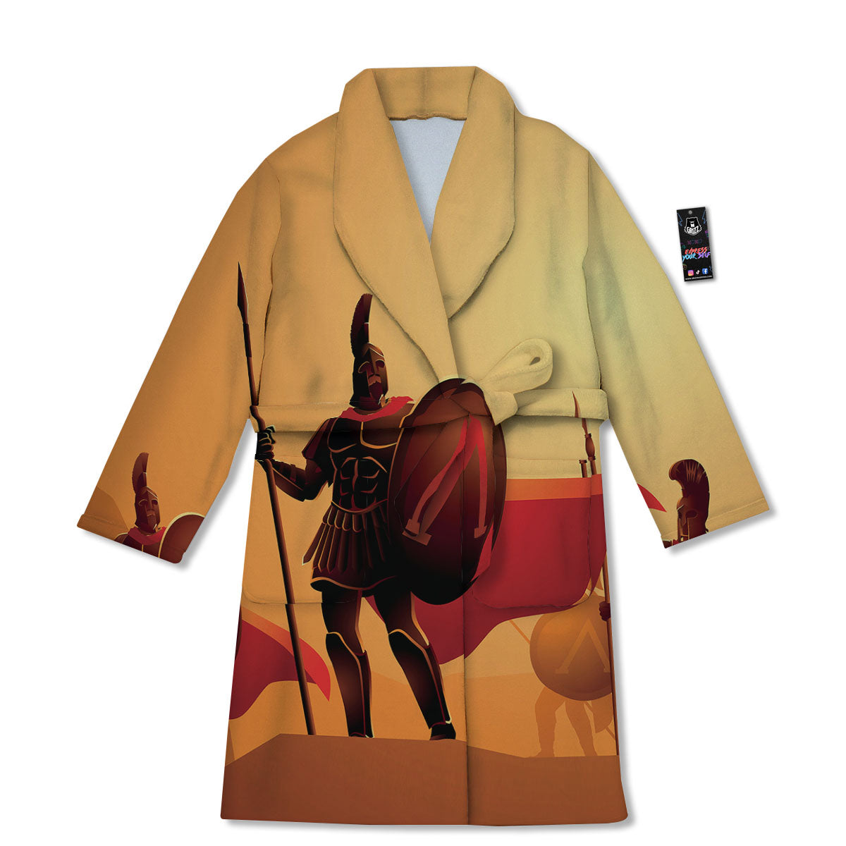 Spartan Ancient Print Bathrobe-grizzshop