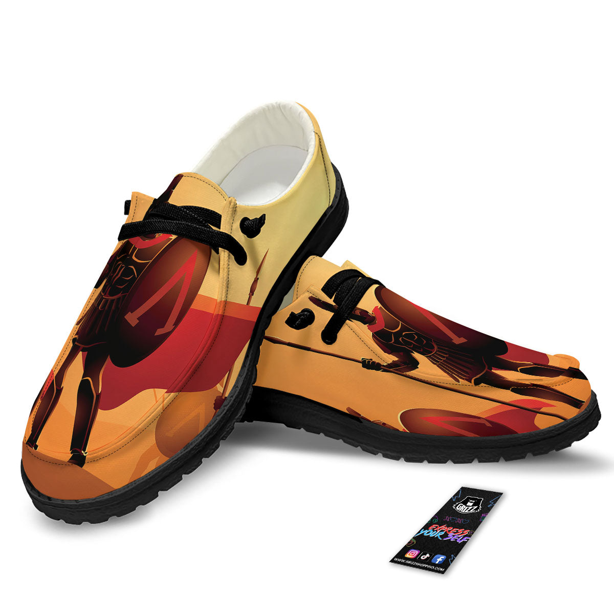 Spartan Ancient Print Black Loafers-grizzshop