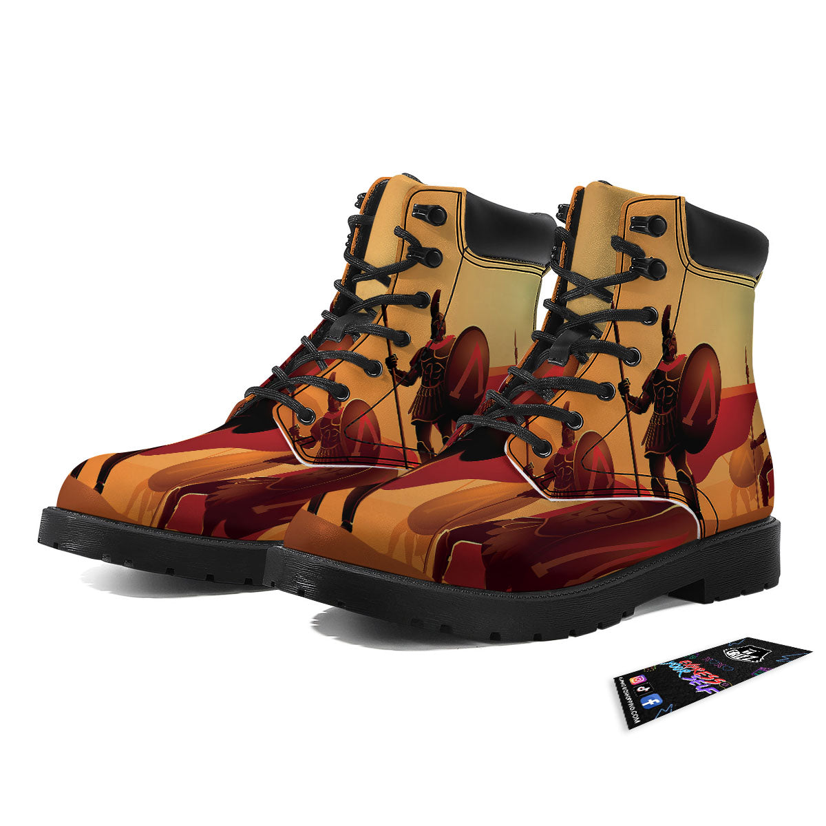 Spartan Ancient Print Boots-grizzshop