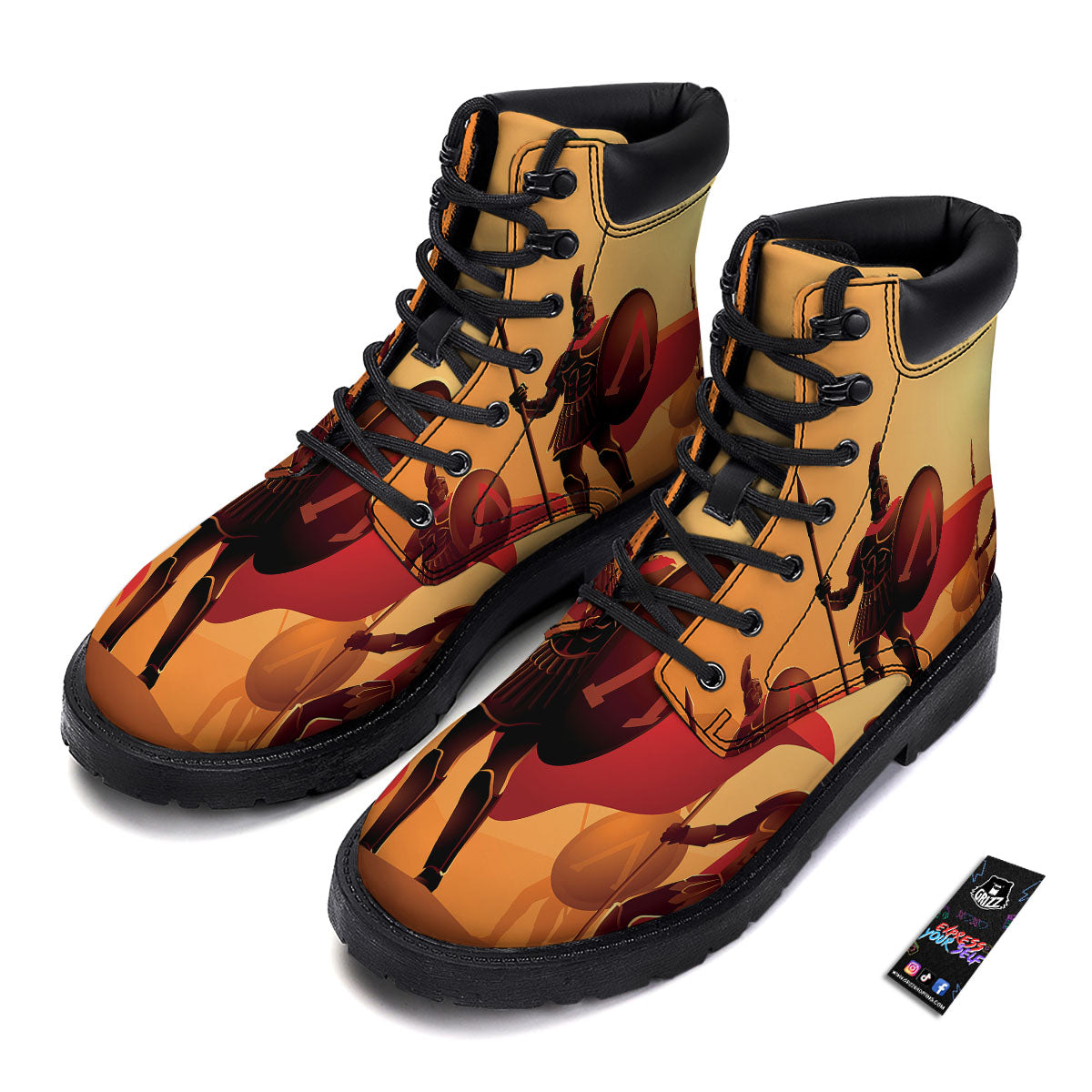 Spartan Ancient Print Boots-grizzshop