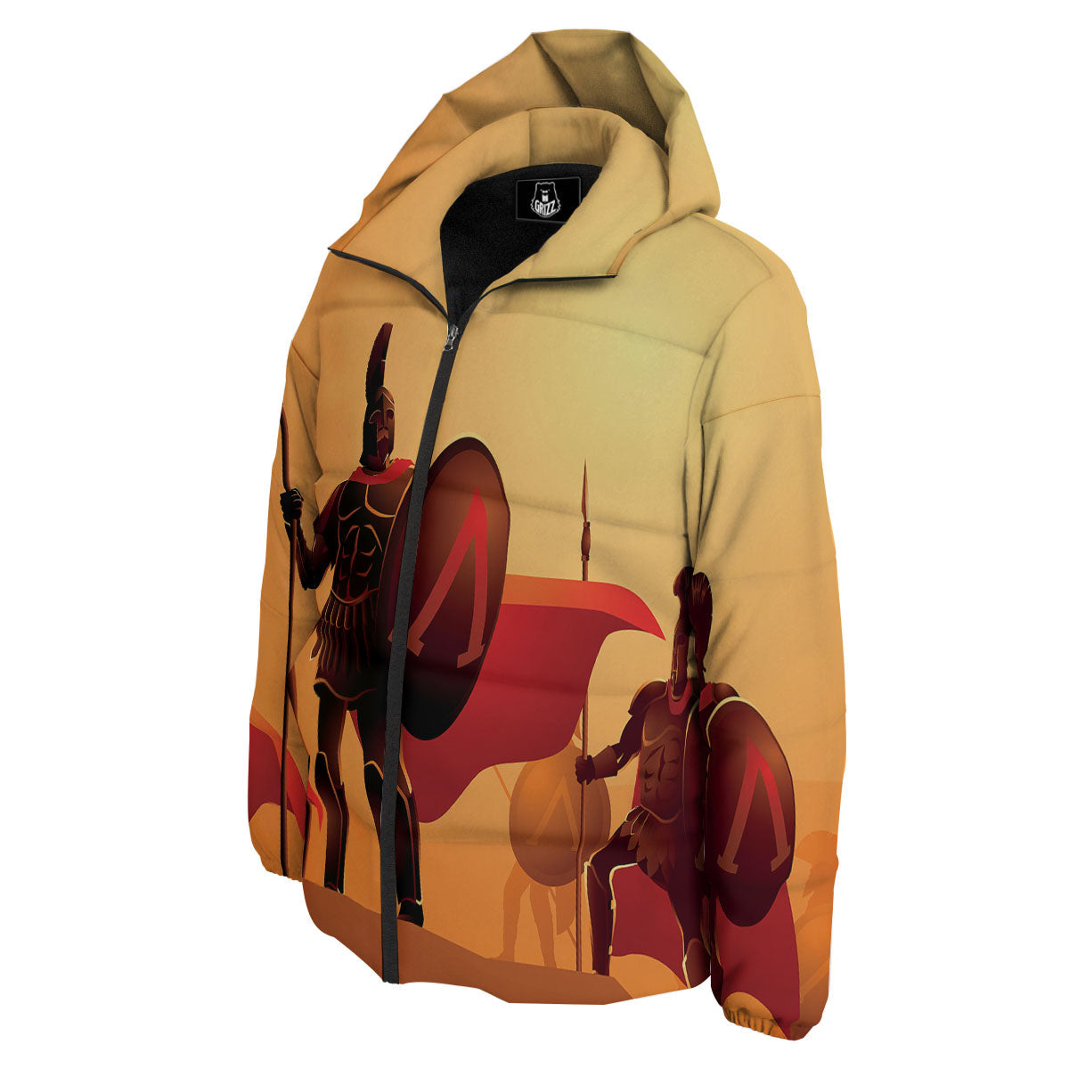Spartan Ancient Print Down Jacket-grizzshop