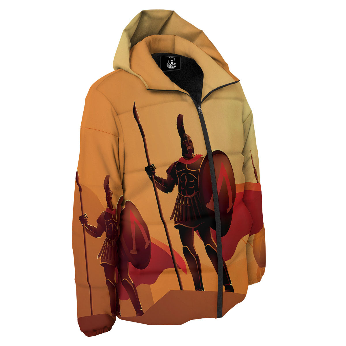 Spartan Ancient Print Down Jacket-grizzshop