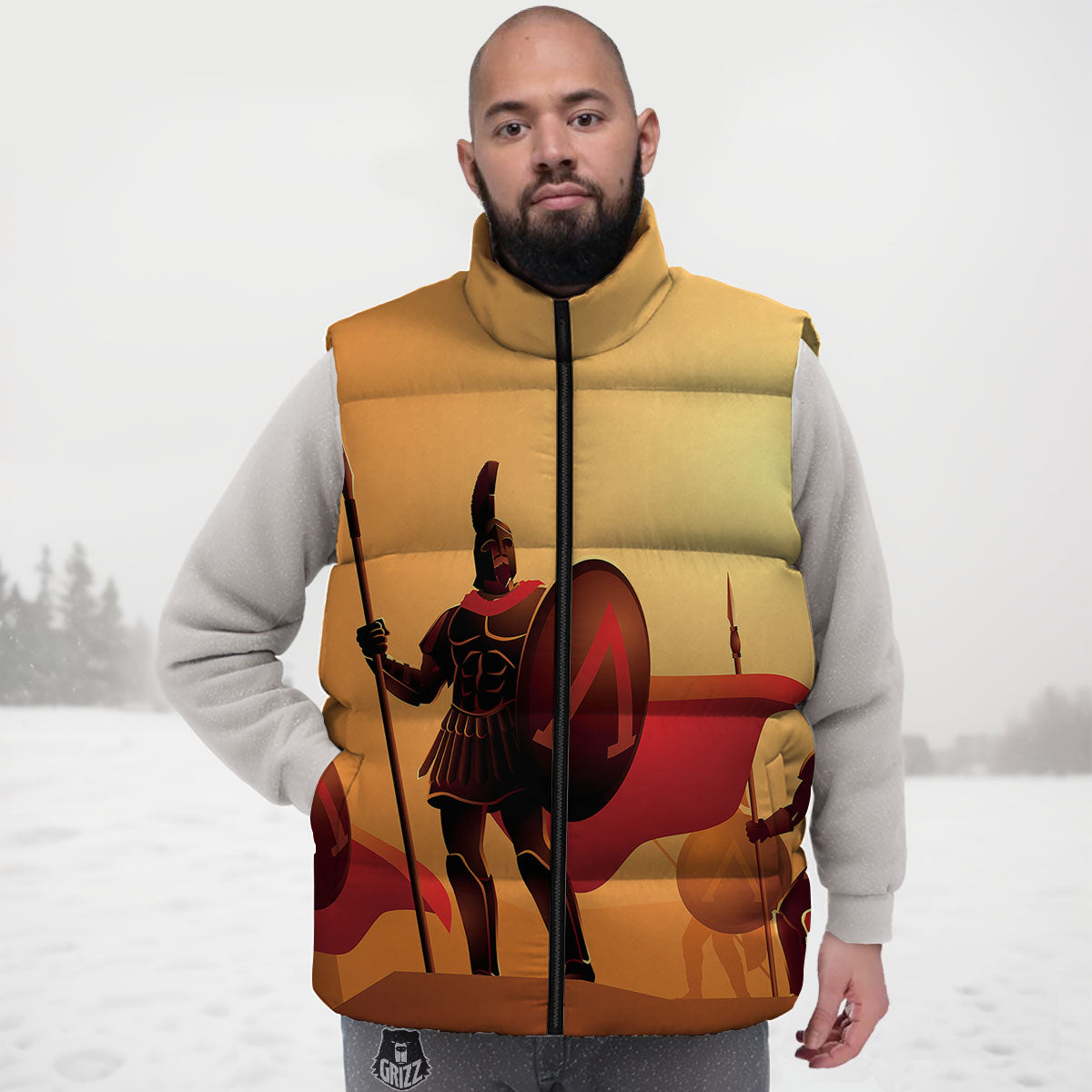 Spartan Ancient Print Down Vest