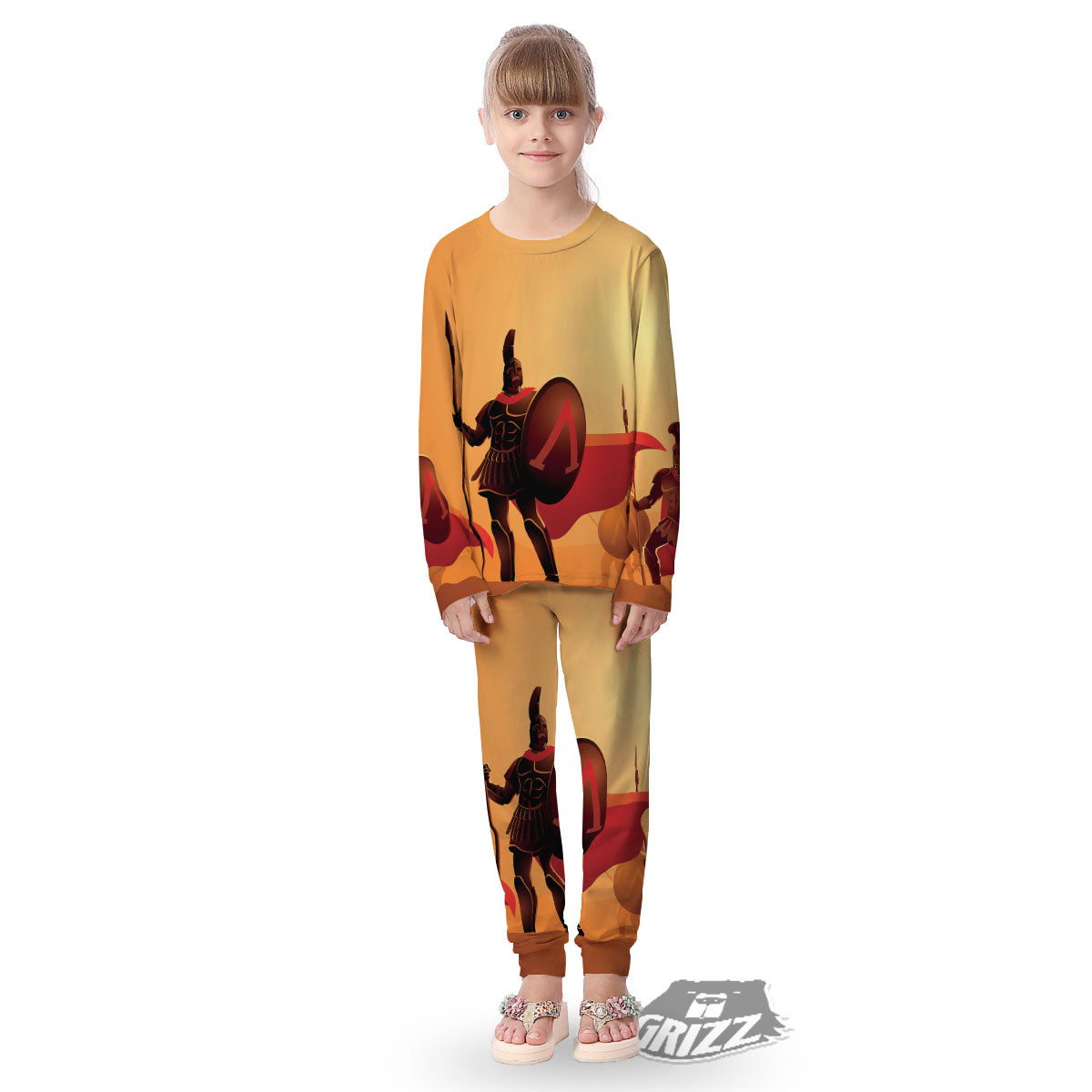 Spartan Ancient Print Kid's Pajamas-grizzshop